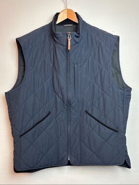 J.Crew Men’s XL Sussex Diamond Quilted Vest Jacket Navy Blue Gilet Lightweight